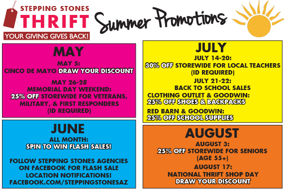 Stepping Stones Thrift Summer Promotions!