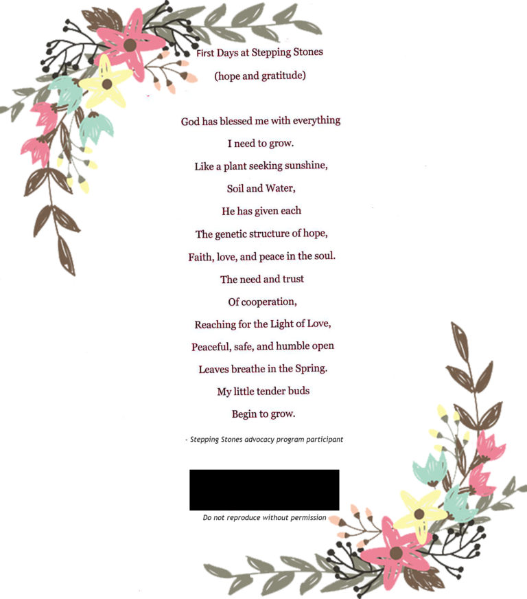 Poem From Advocacy Program Peaceful Safe And Open Stepping Stones Agencies