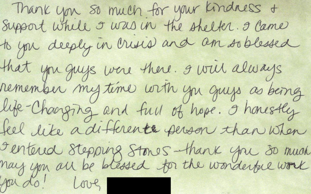 Letter from a Shelter Resident: I honestly feel like a different person